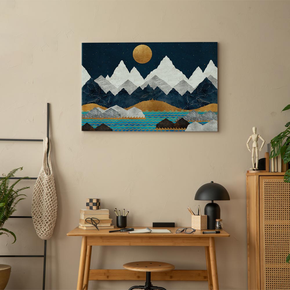 Starry Mountain Night Landscape Canvas Print