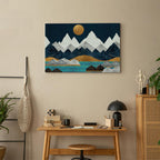 Starry Mountain Night Landscape Canvas Print