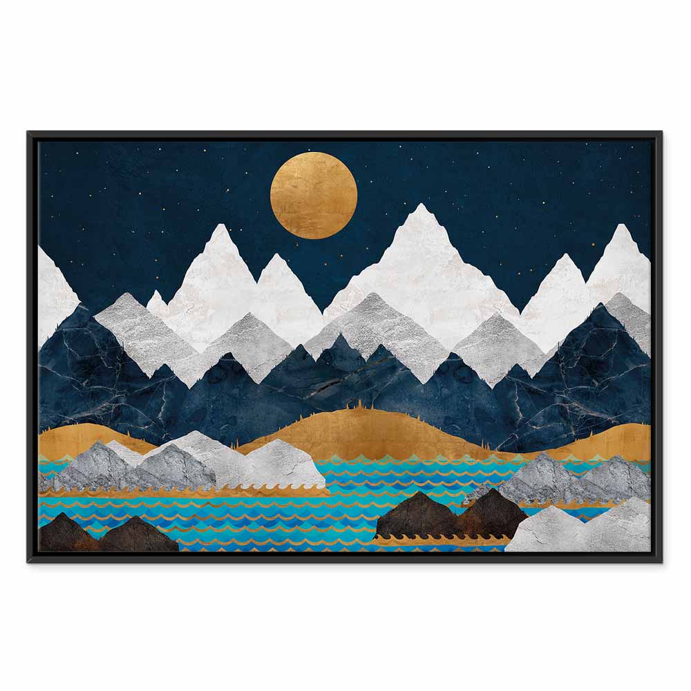 Starry Mountain Night Landscape Canvas Print