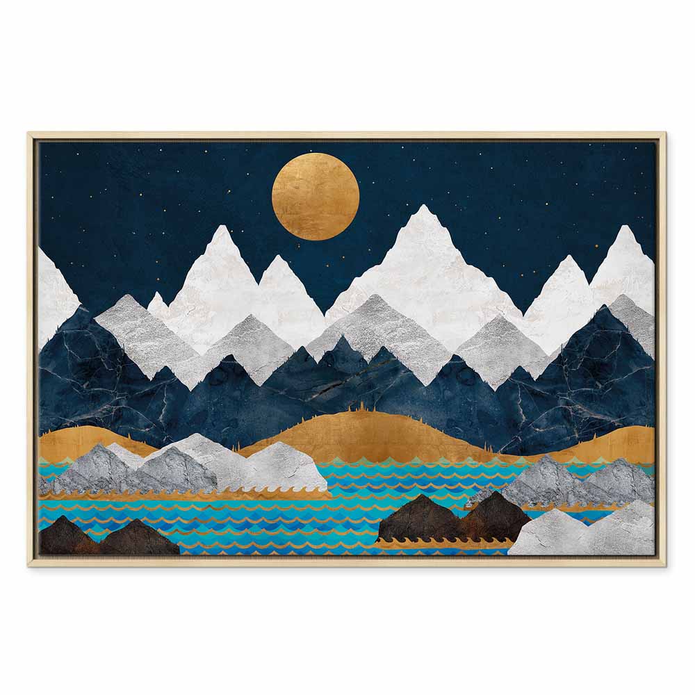 Starry Mountain Night Landscape Canvas Print