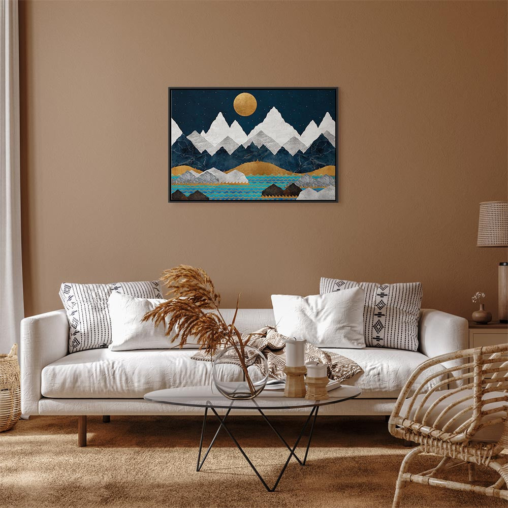 Starry Mountain Night Landscape Canvas Print