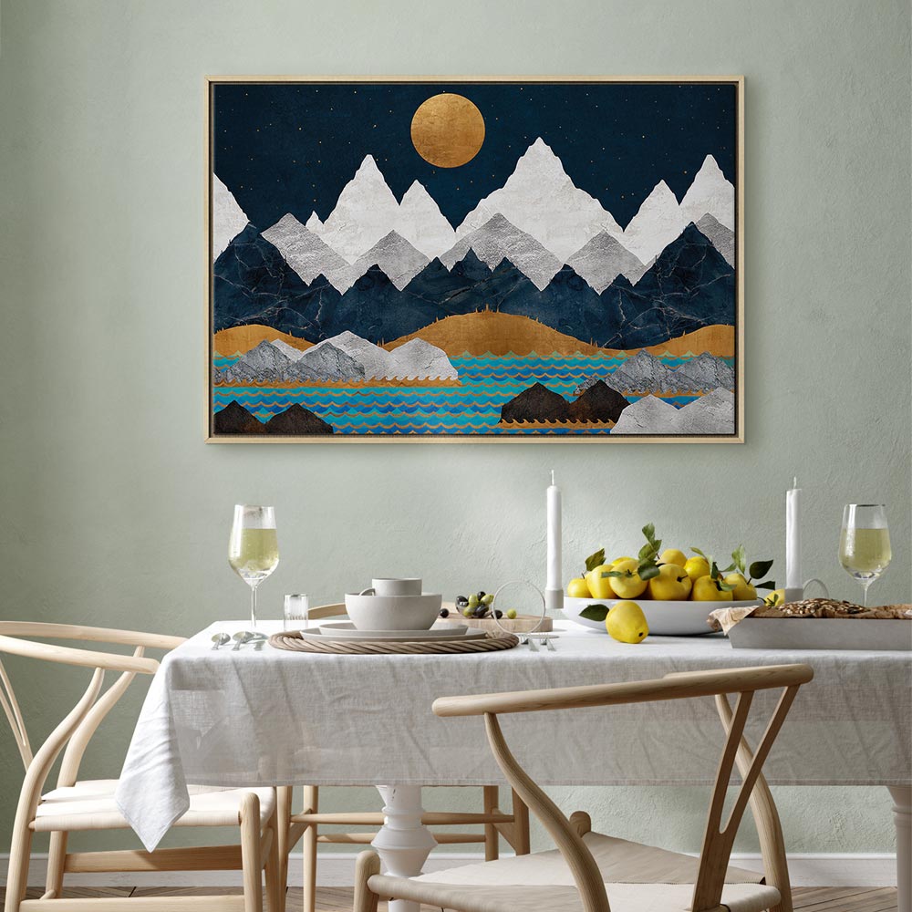 Starry Mountain Night Landscape Canvas Print
