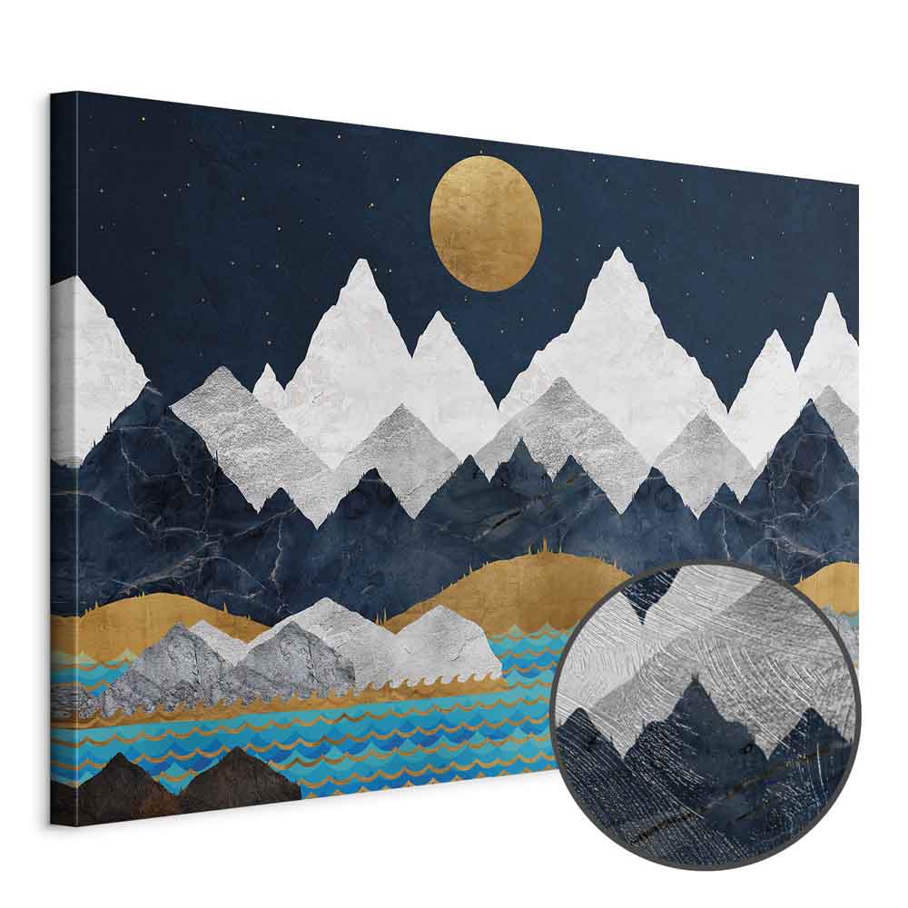 Starry Mountain Night Landscape Canvas Print