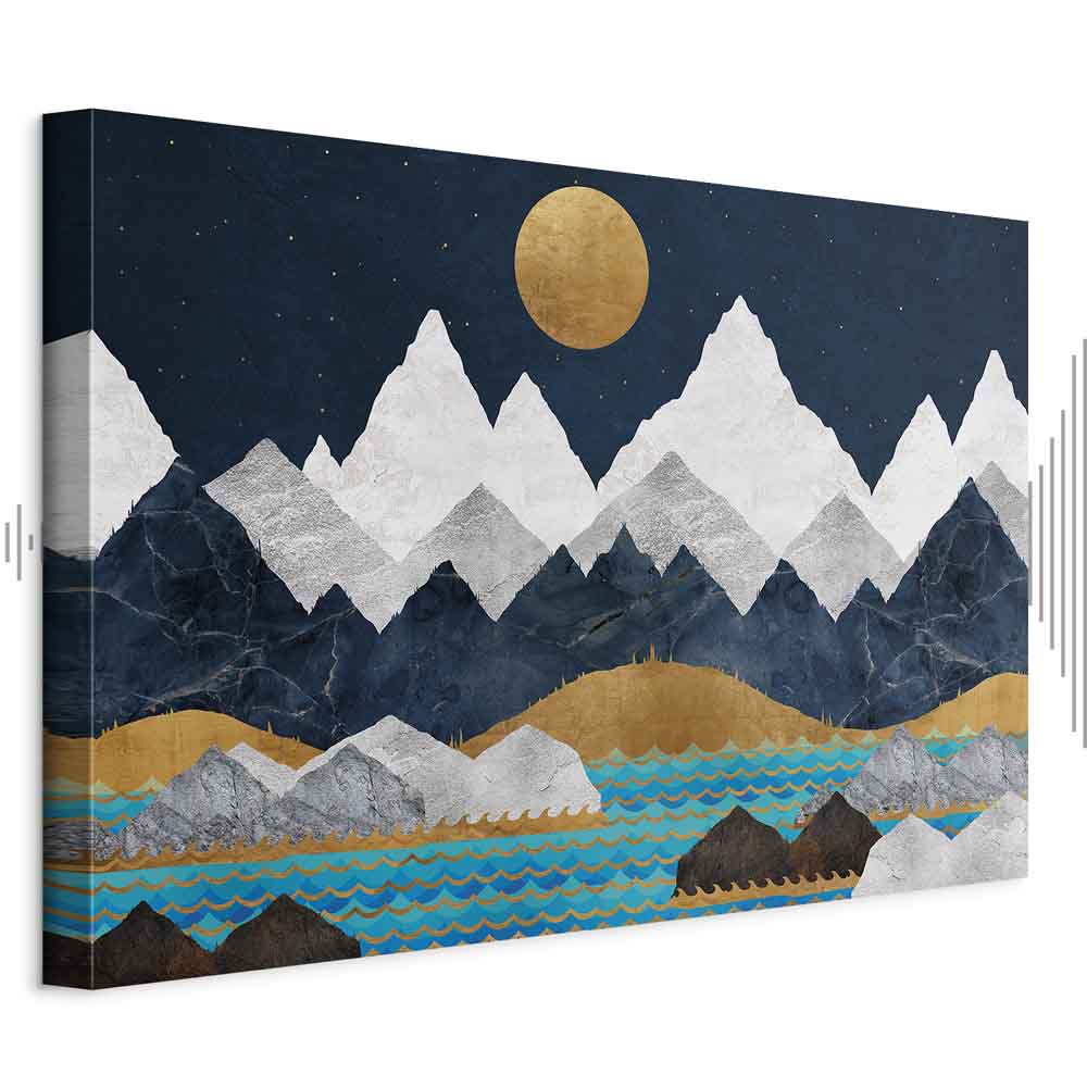 Starry Mountain Night Landscape Canvas Print