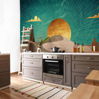 Abstract Desert Morning Landscape Wall Mural