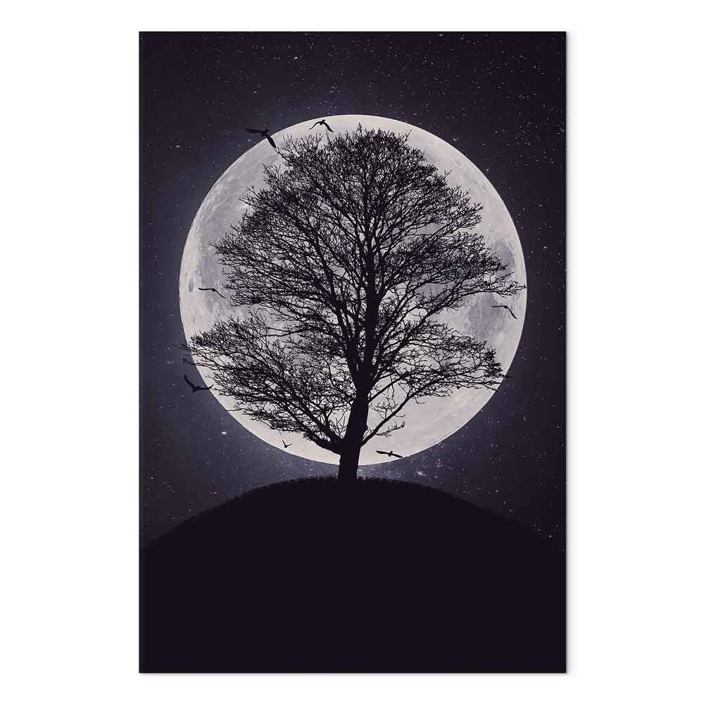 Lone Tree Night Landscape Canvas Print