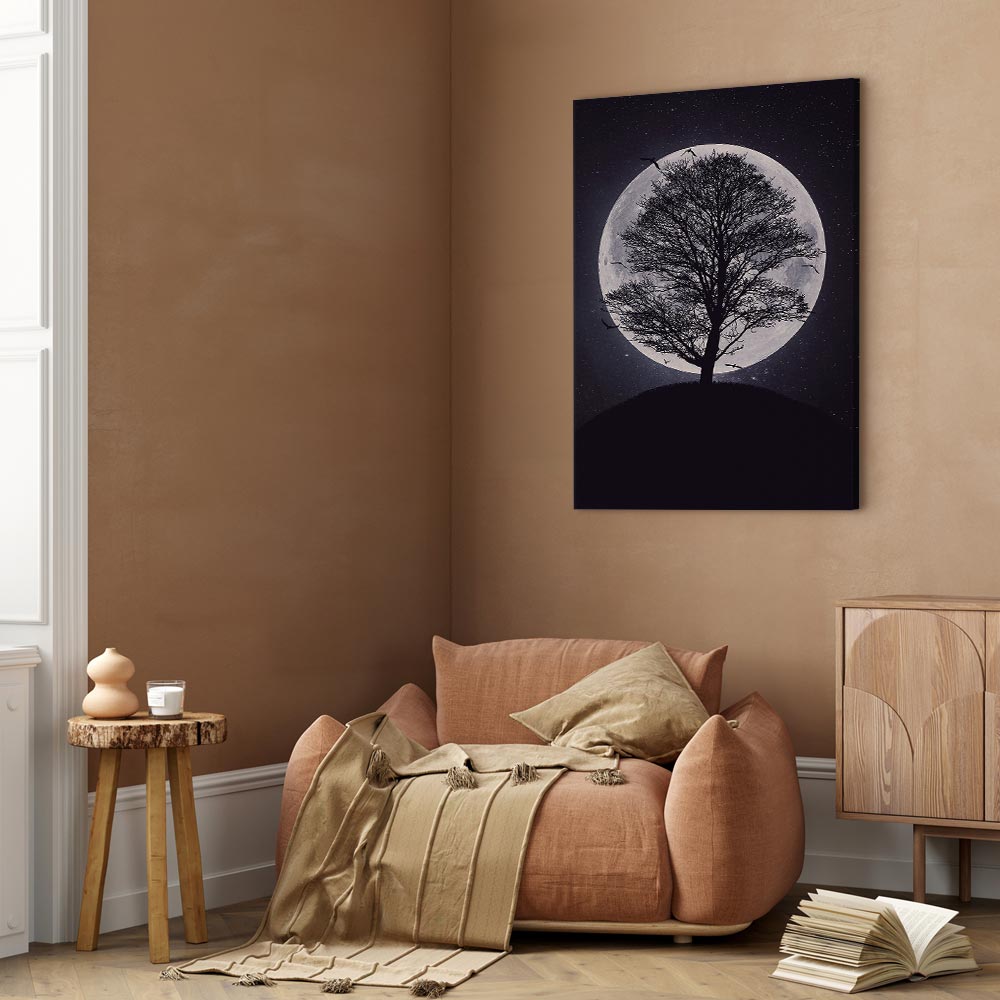 Lone Tree Night Landscape Canvas Print