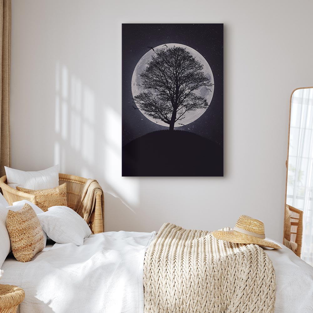 Lone Tree Night Landscape Canvas Print