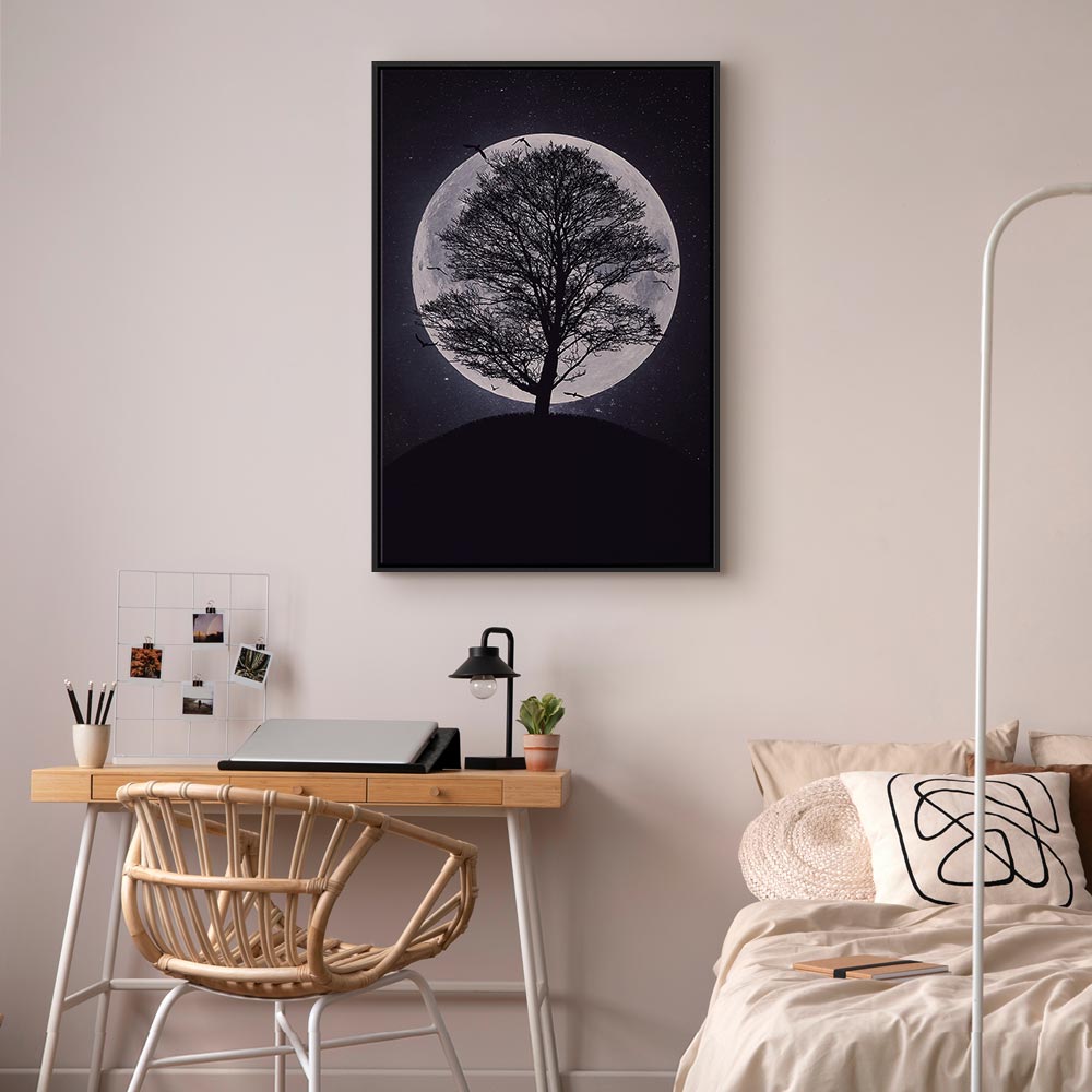 Lone Tree Night Landscape Canvas Print