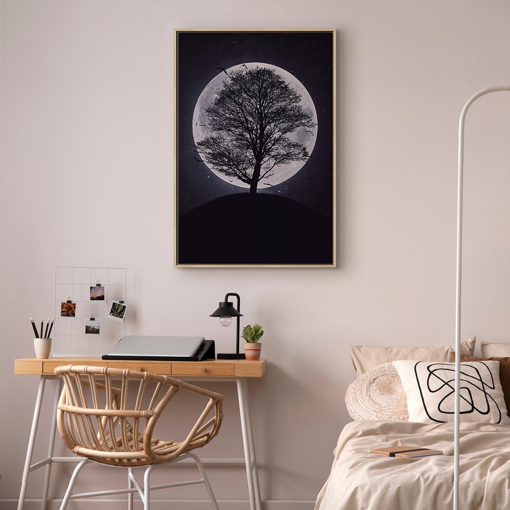 Lone Tree Night Landscape Canvas Print