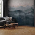 Abstract Blue Mountain Landscape Wall Mural