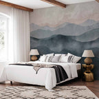 Abstract Blue Mountain Landscape Wall Mural