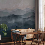 Abstract Blue Mountain Landscape Wall Mural