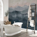 Abstract Blue Mountain Landscape Wall Mural