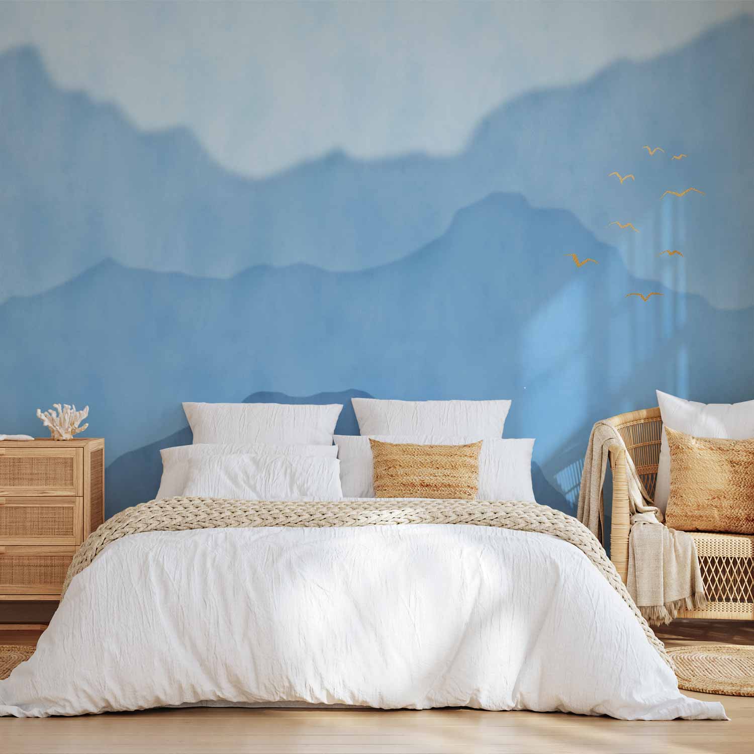 Mountain Landscape Birds Wall Mural