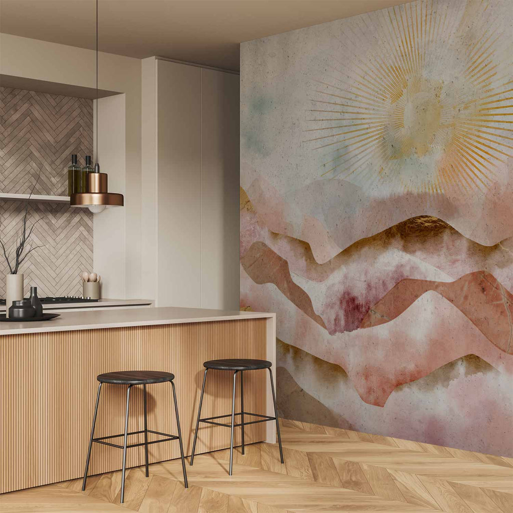 Majestic Mountains Watercolour Abstract Wall Mural