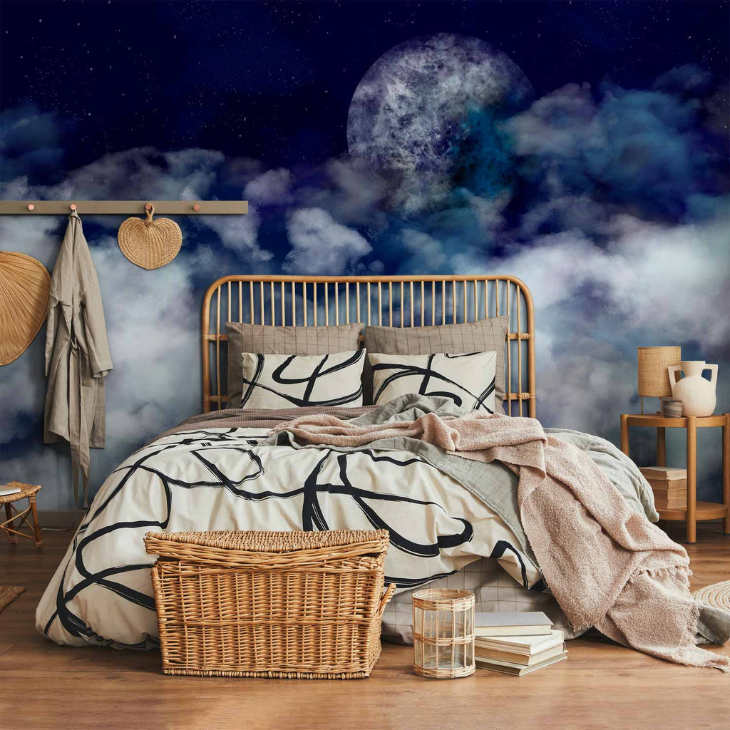 Moonlit Night Sky Landscape Wall Mural