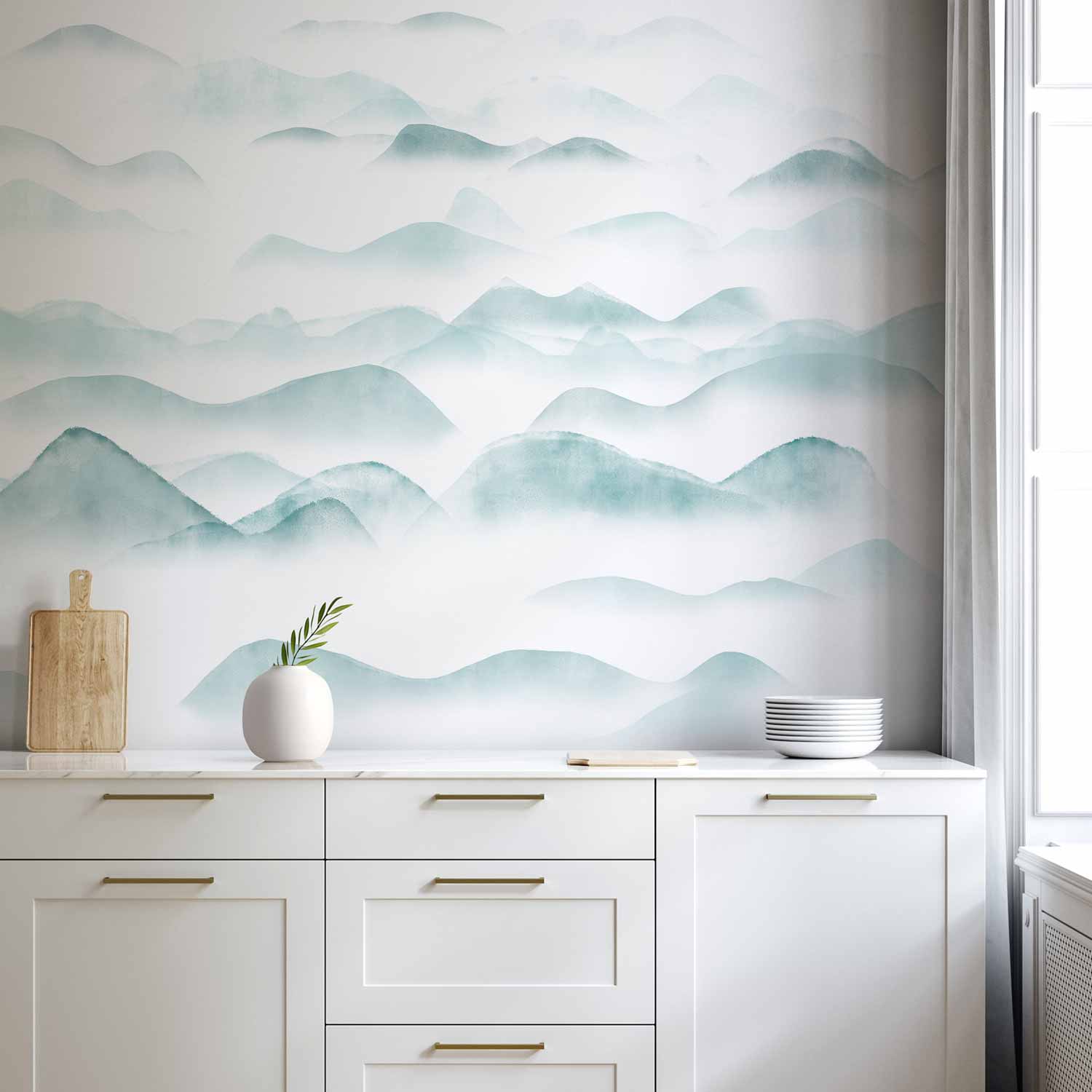 Wall Mural Mountains in the Fog – Landscape Wall Art