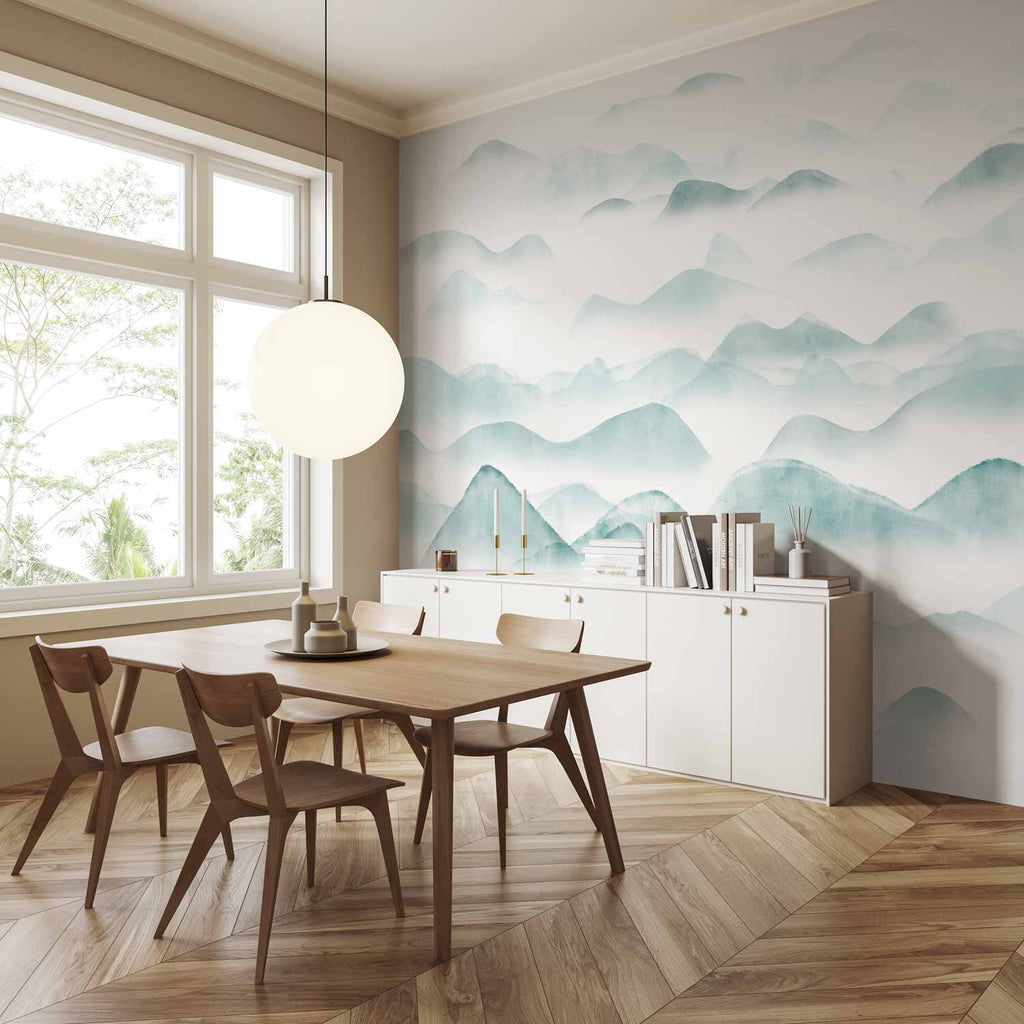 Foggy Mountain Range Landscape Wall Mural