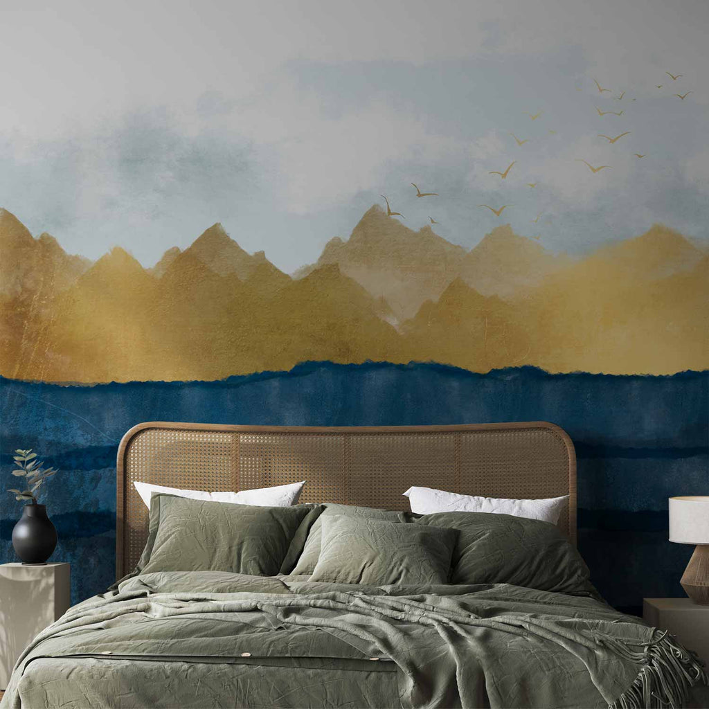 Mountain Dawn Misty Landscape Wall Mural