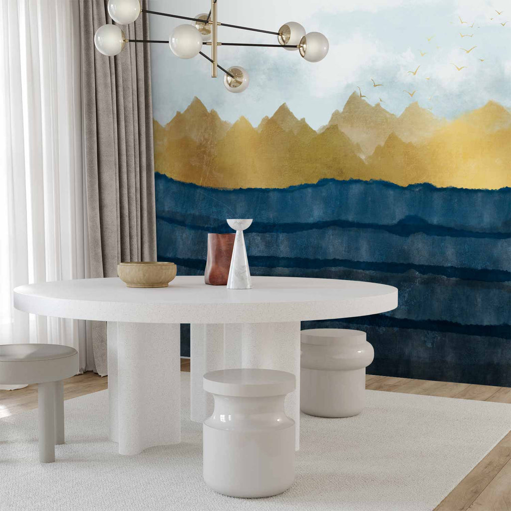 Mountain Dawn Misty Landscape Wall Mural