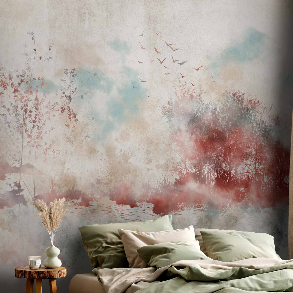 Autumn Lake Trees Wall Mural