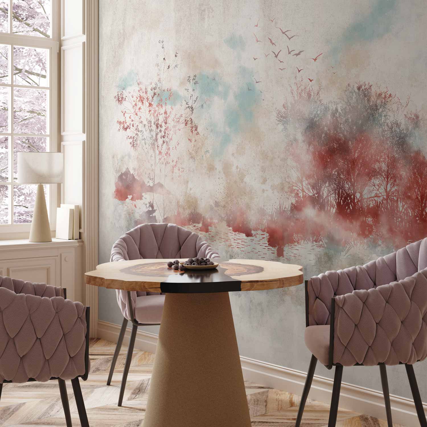 Autumn Lake Trees Wall Mural