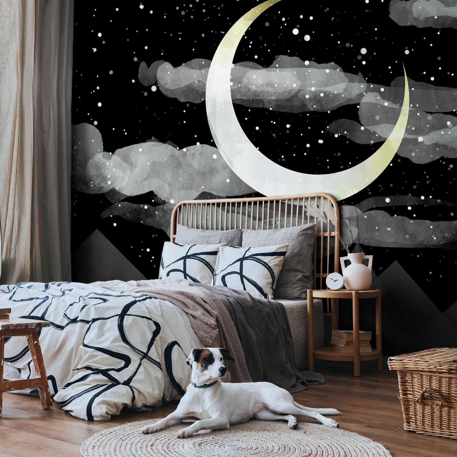 Night Sky Stars and Clouds Wall Mural