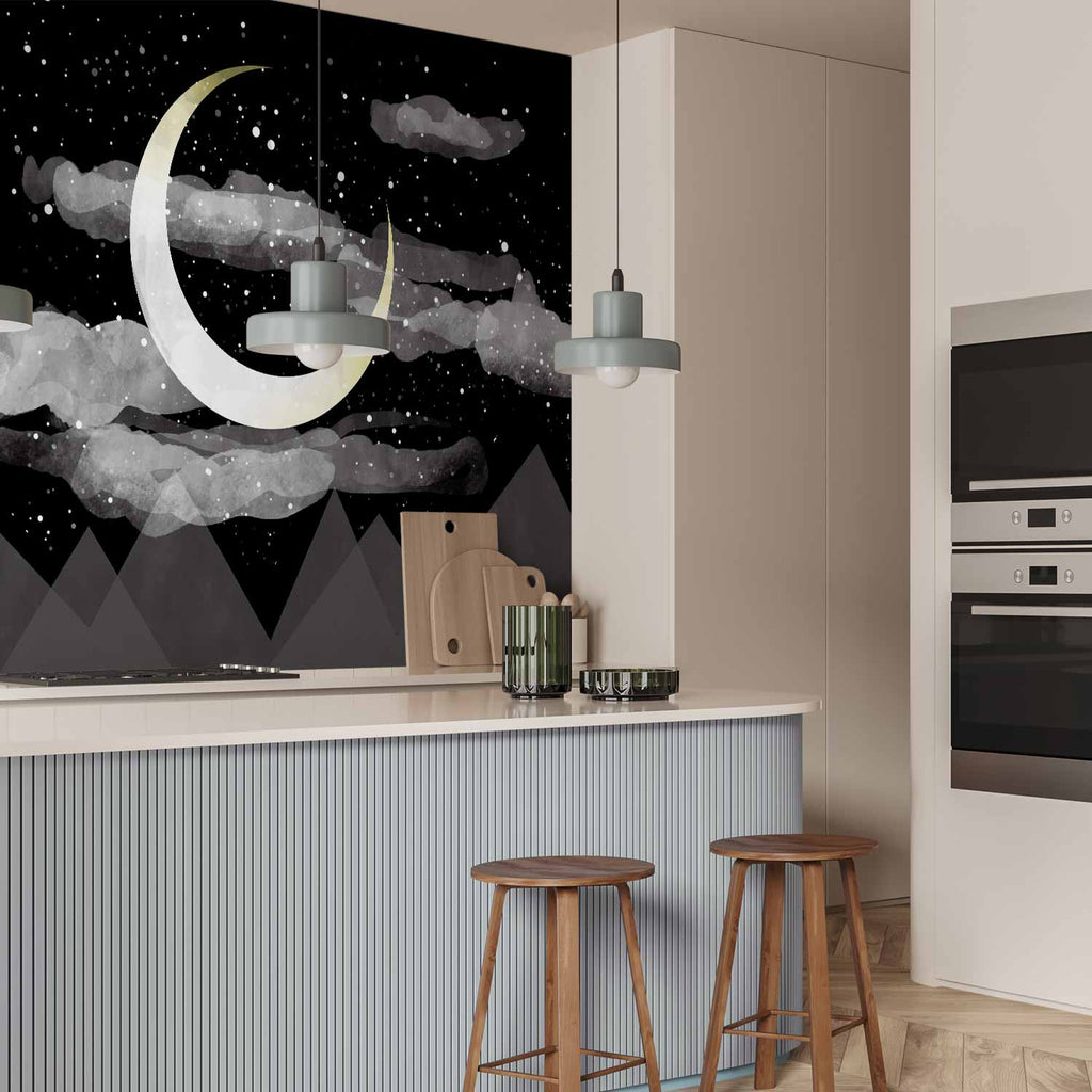 Night Sky Stars and Clouds Wall Mural