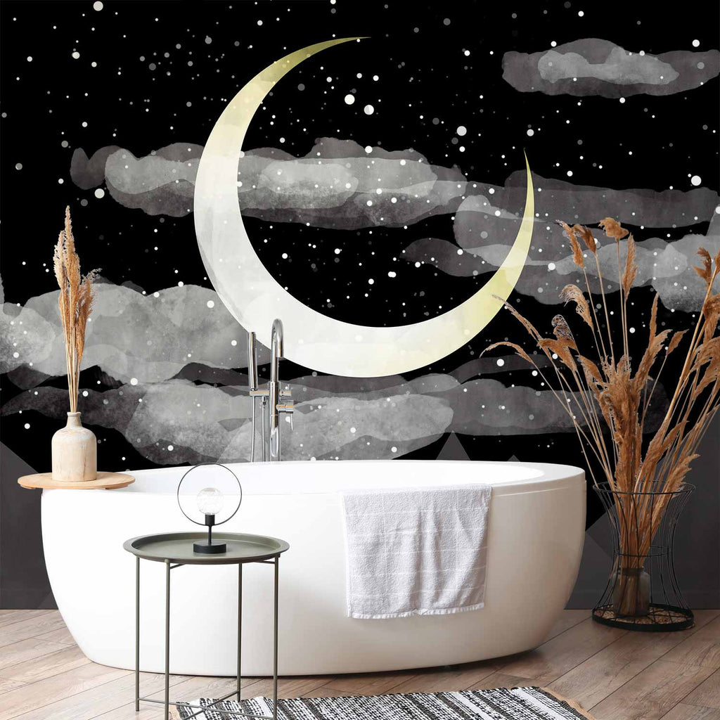 Night Sky Stars and Clouds Wall Mural