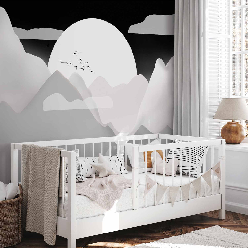 Sunset Lake Birds Landscape Wall Mural