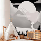 Sunset Lake Birds Landscape Wall Mural