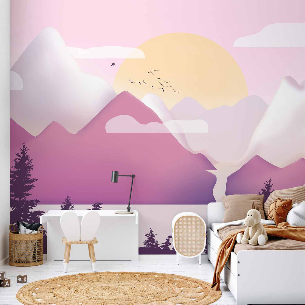 Wandbild Landschaft bei Sonnenuntergang - Mehrfarbig 400x280