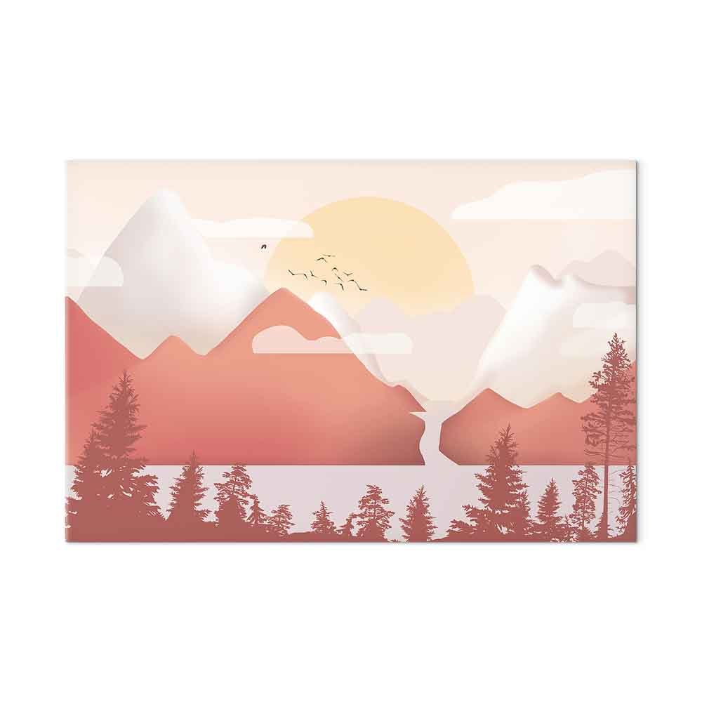 Sunset Lake Birds Landscape Canvas Print