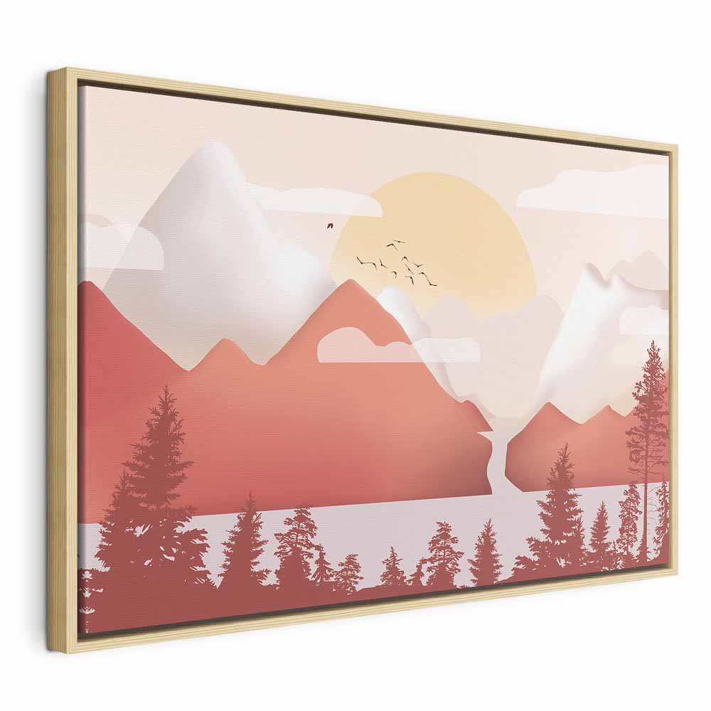 Sunset Lake Birds Landscape Canvas Print