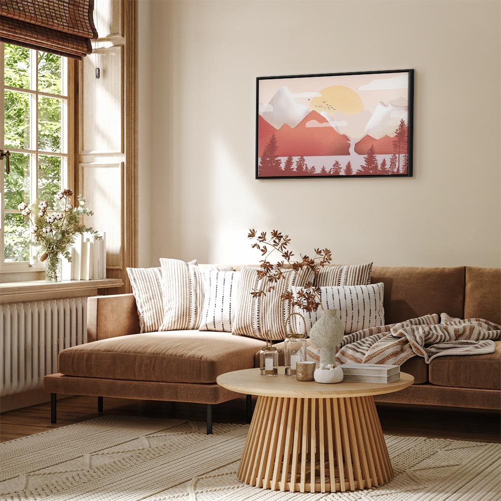 Sunset Lake Birds Landscape Canvas Print