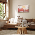 Sunset Lake Birds Landscape Canvas Print