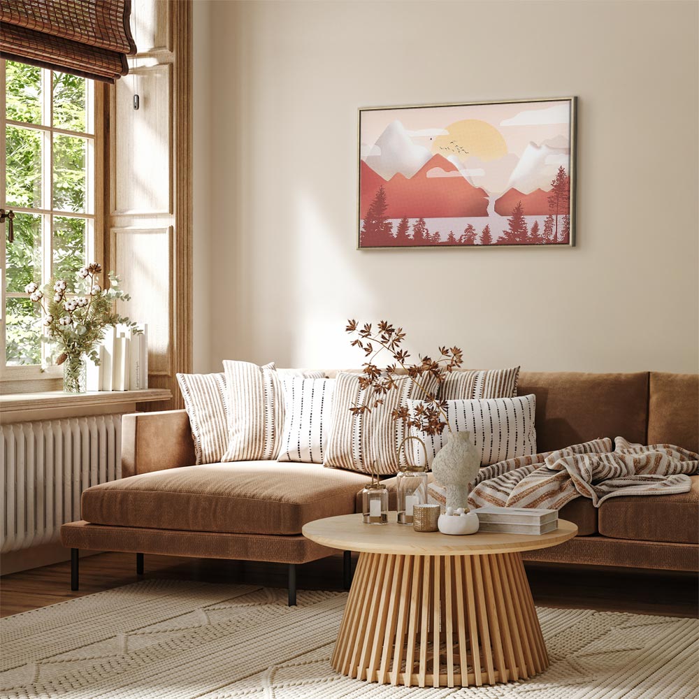 Sunset Lake Birds Landscape Canvas Print