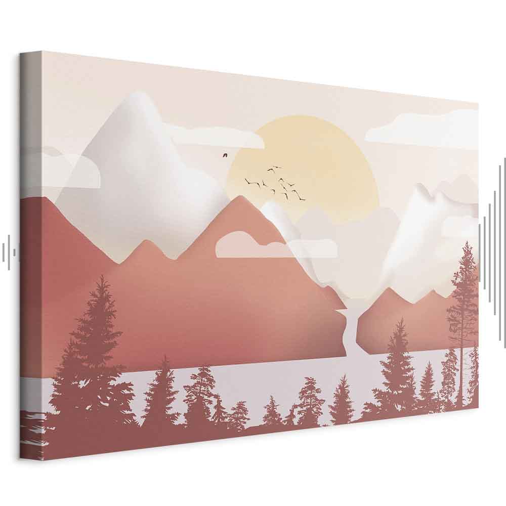 Sunset Lake Birds Landscape Canvas Print