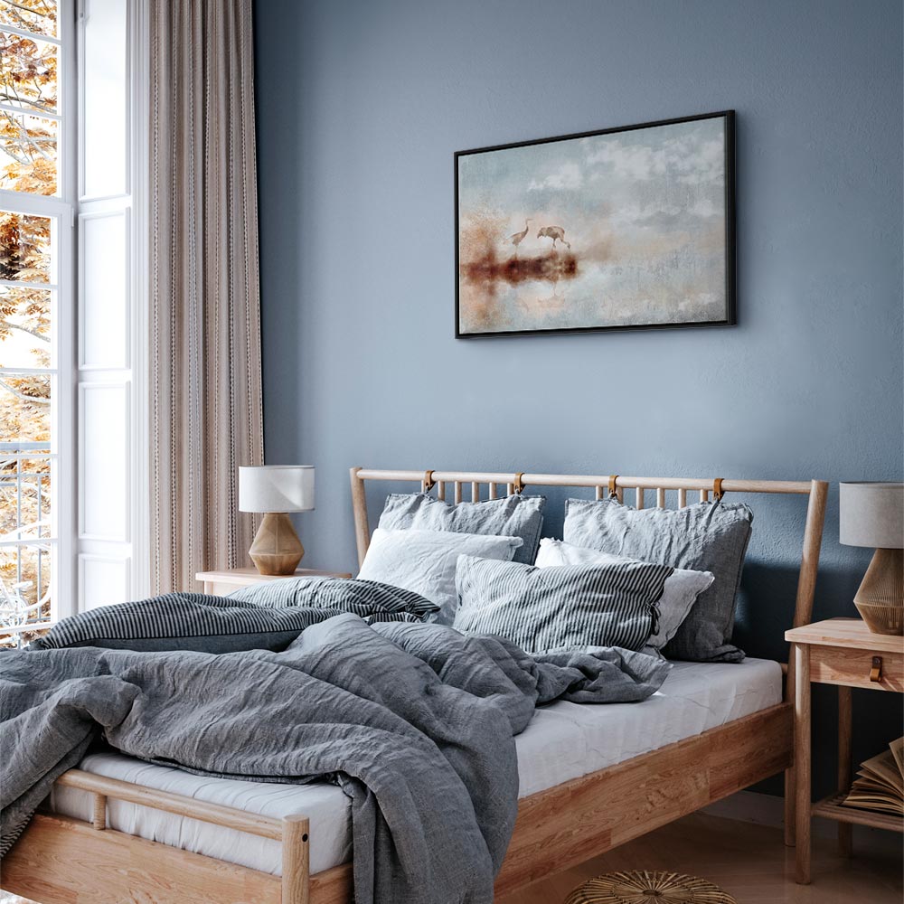 Morning Cranes Landscape Canvas Print