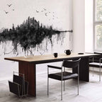 Abstract Black City Skyline Panorama Wall Mural