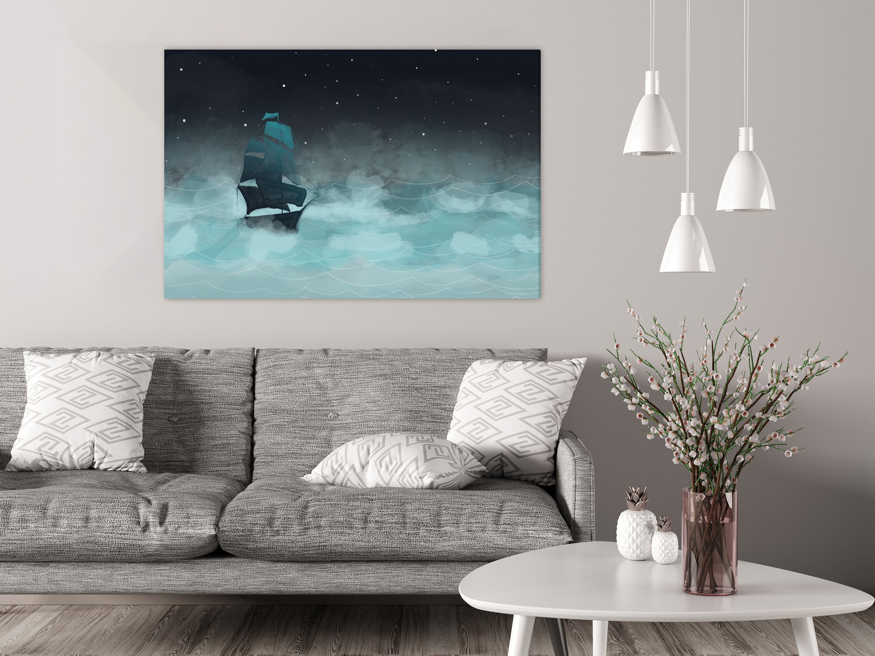 Canvas Print Night Waves (1 Part) Wide