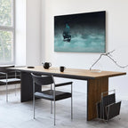 Night Ocean Waves and Ship Landscape Canvas Print