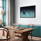 Night Ocean Waves and Ship Landscape Canvas Print