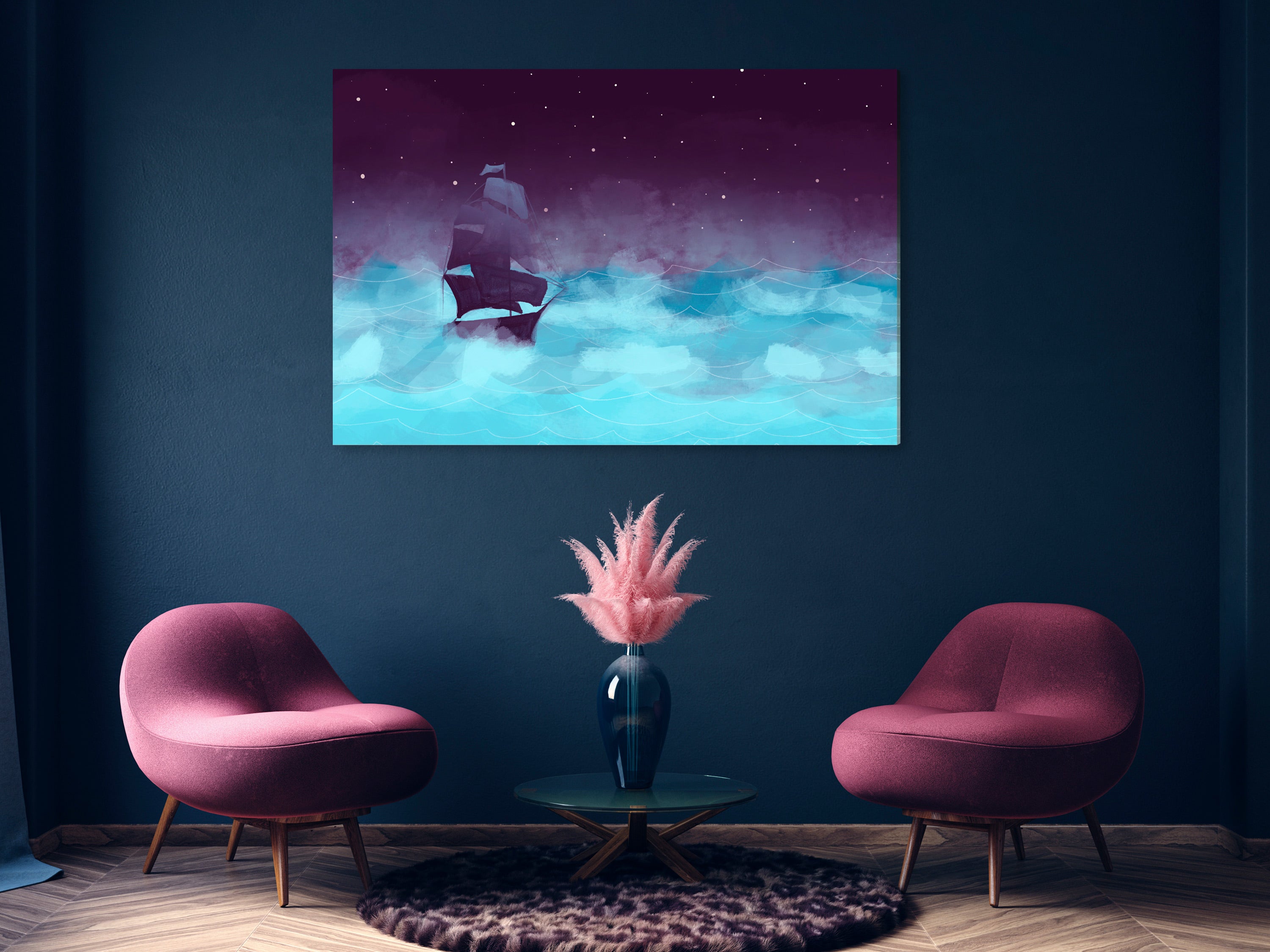 Canvas Print Night Waves (1 Part) Wide - Third Variant