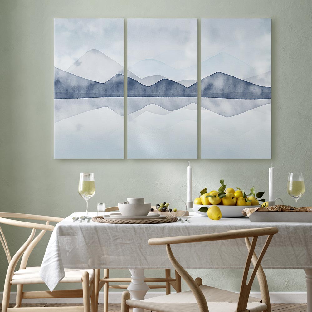 Mountain Lake Landscape 3-Part Canvas Print