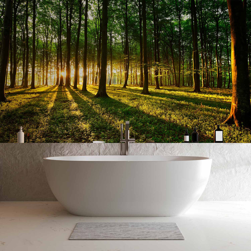Morning Forest Green Nature Wall Mural