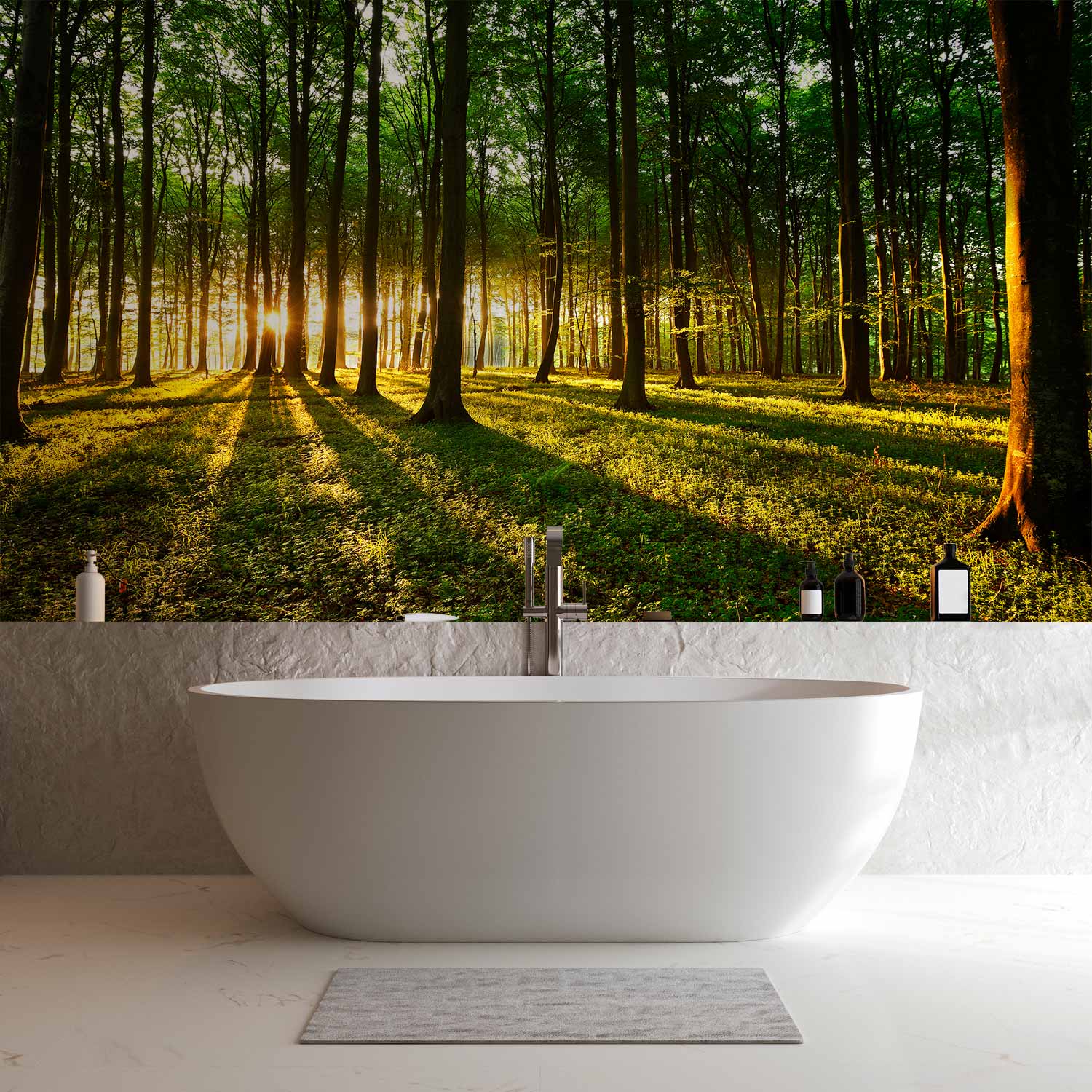 Morning Forest Green Nature Wall Mural