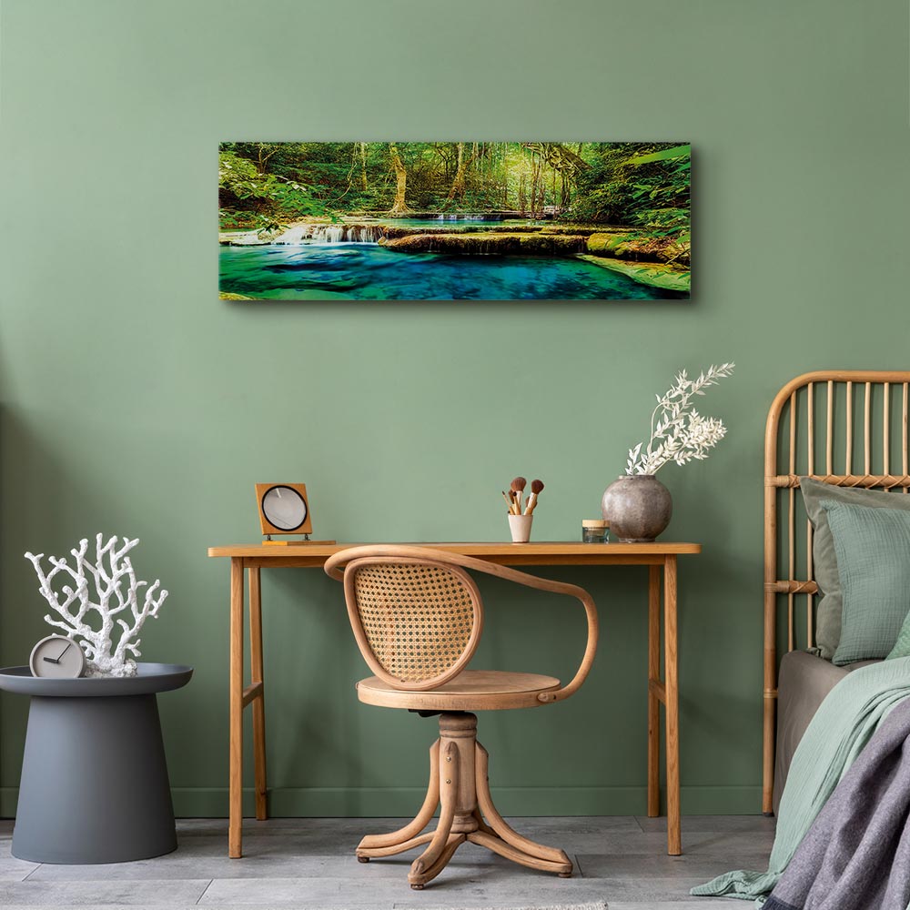 Forest Waterfall Landscape Canvas Print