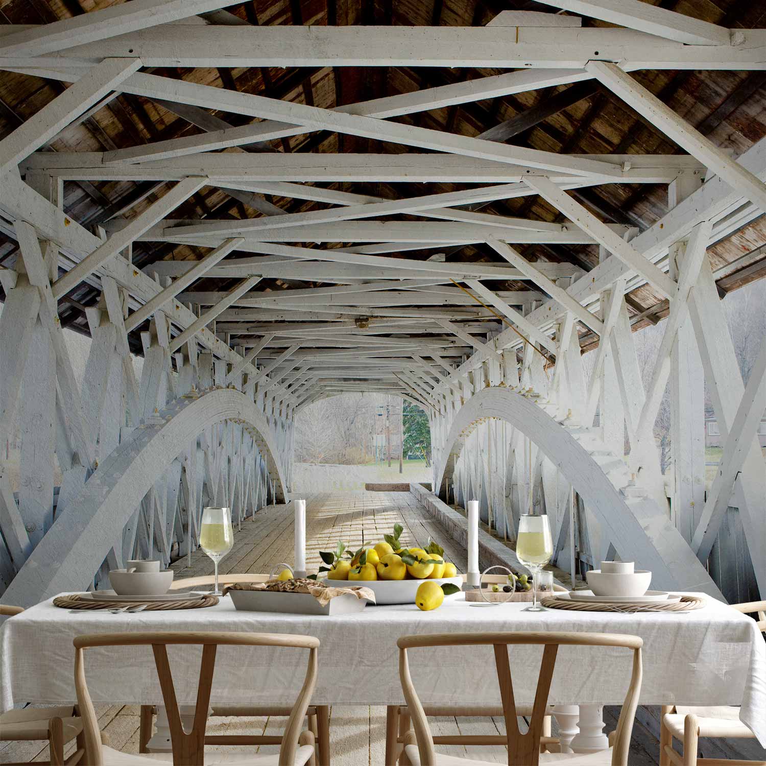 Old Bridge Retro Architecture Wall Mural